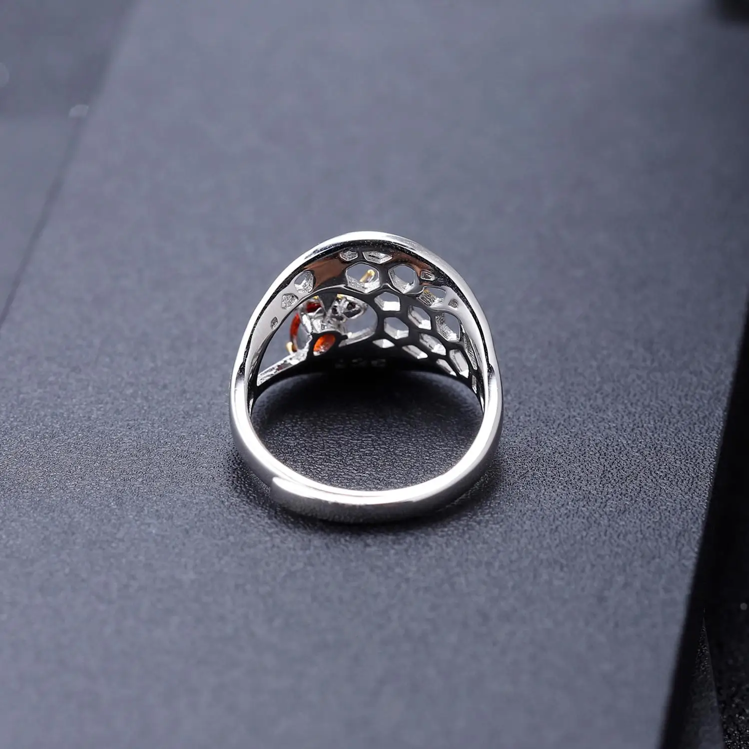 Gem балетки Золотое кольцо с пчелиными сотами 0.21Ct натуральный розовый кварц бусы 925 пробы Серебряное кольцо ручной работы для Для женщин, хорошее ювелирное изделие