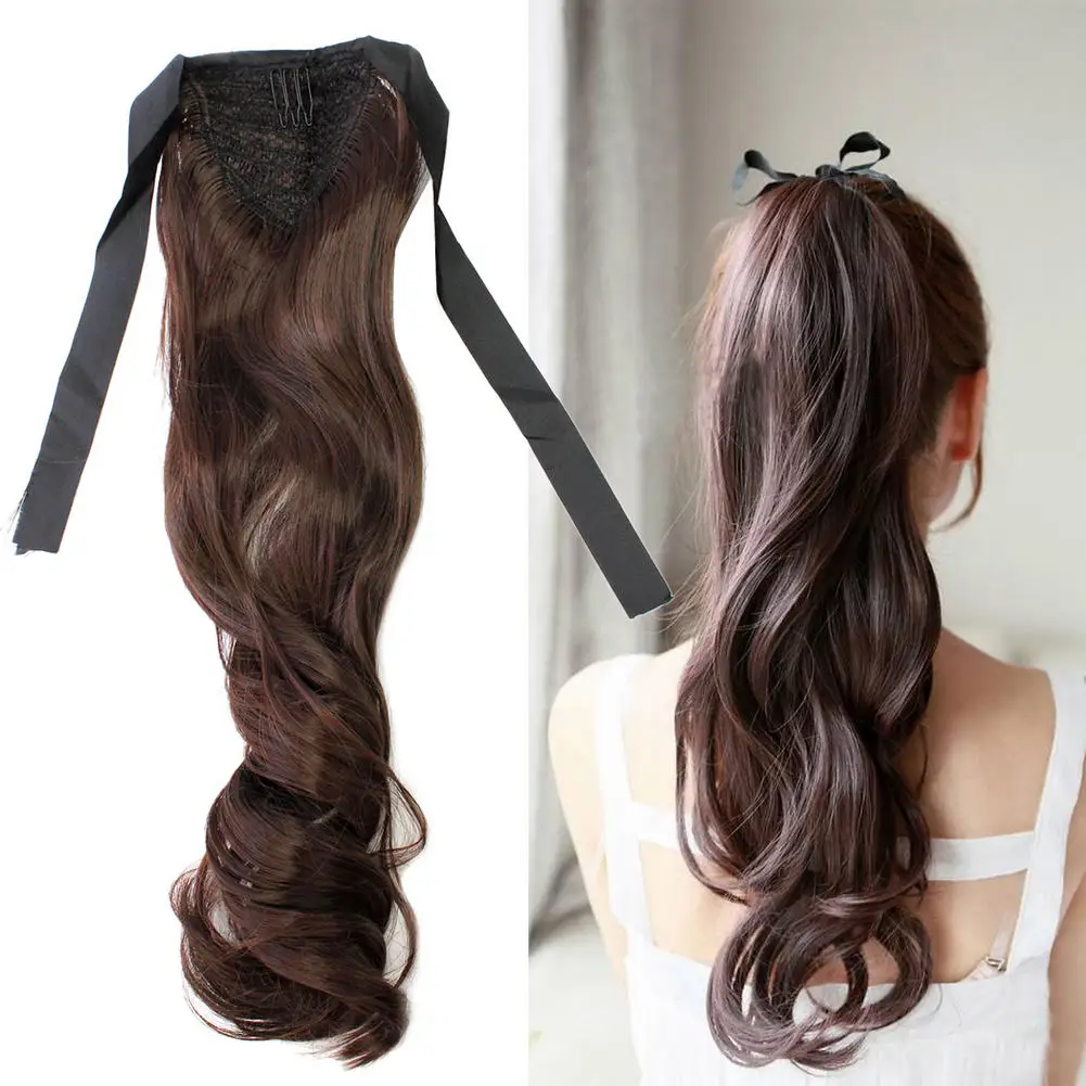 Ponytail Synthetic Hair Extensions Hair Cap Chic Tie Up Long Curly Wavy Ponytail Hair Styling Tools