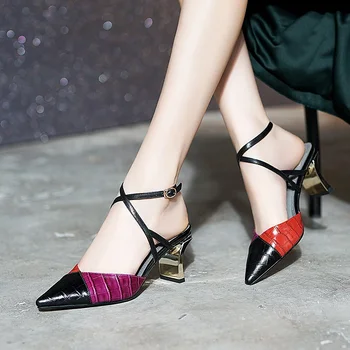 

summer shoes new 2020 fashion genuine leather sexy high heels pointed toe shoes woman dress party office shoes gladiator sandals