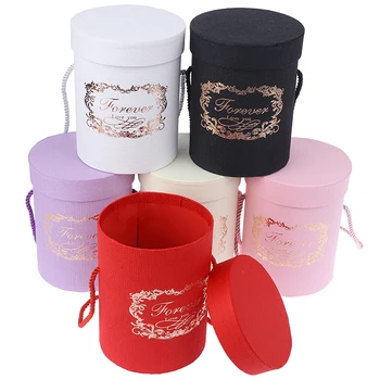 

165*120mm Round Flower Paper Boxes Lid Hug Bucket Florist Gift Packaging Box Gift Candy Bar Boxes Party Wedding Supply