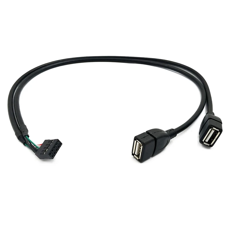 2-Pack) 50 см Dupont 10 Pin Female Header на 2 порта Dual USB 2,0 type A Female материнская плата удлинитель сплиттер кабель шнур(2AF/10P