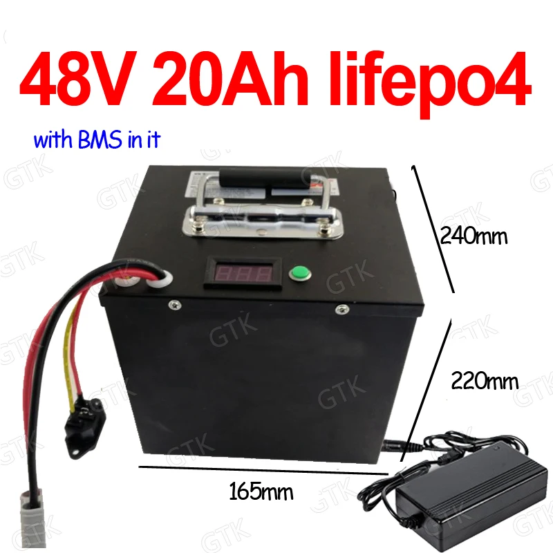 GTK водонепроницаемый 48 В 20ah lifepo4 батарея с 50A BMS для 2500 Вт 1500 Вт Мотор велосипед Скутер, электрический велосипед лодка+ 3A зарядное устройство