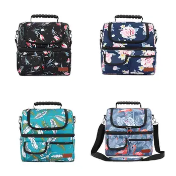 

Insulation Bag Double Layer Multi-pocket Waterproof Picnic Traveling Camping Lunch Bags Women Insulation Store Food Box Case