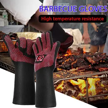 

Durable BBQ Gloves Barbecue Gloves Silicone Grilled Meat Baking Glove Restaurant High Temperature Resistance Oven Mitts Glove