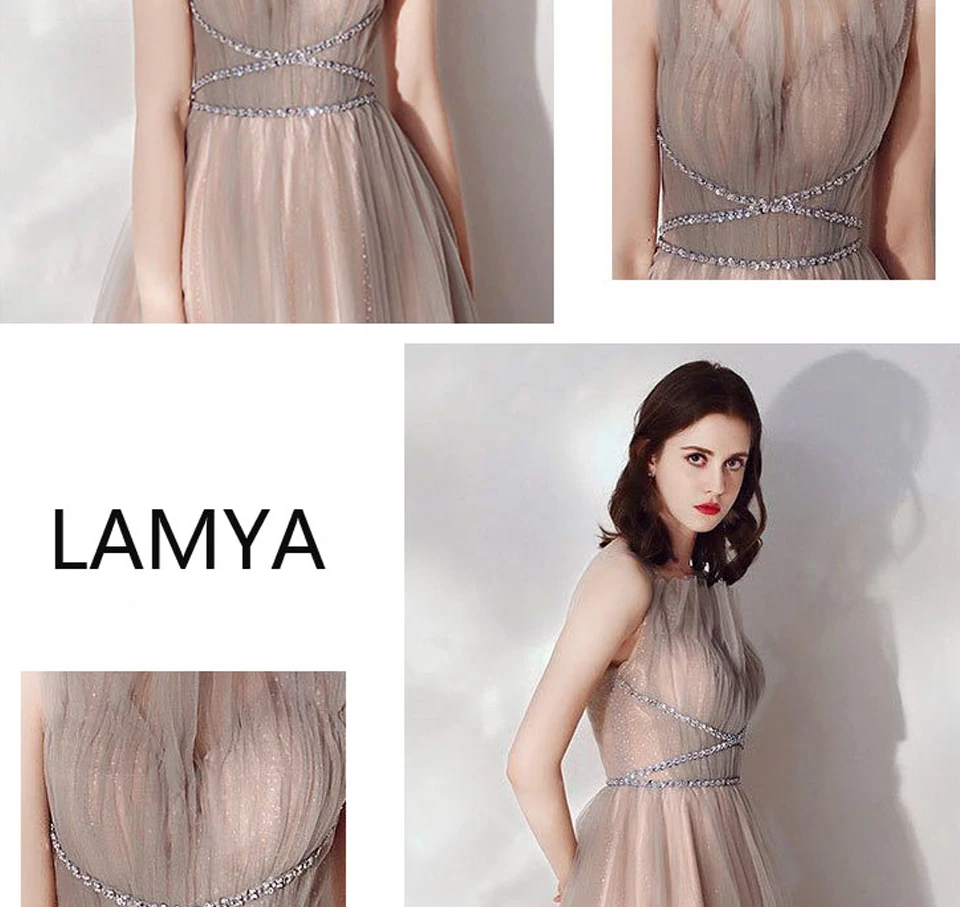 LAMYA Robe De Soiree Простые Длинные вечерние платья трапециевидной формы с v-образным вырезом и открытыми плечами Вечерние платья женские элегантные платья