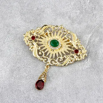 Sunspicems 2020 Gold Color china Brooch for Women Arabesque Flower Crystal Scarf Lapel Pins Arabic Wedding Jewelry Bridal Gift 1