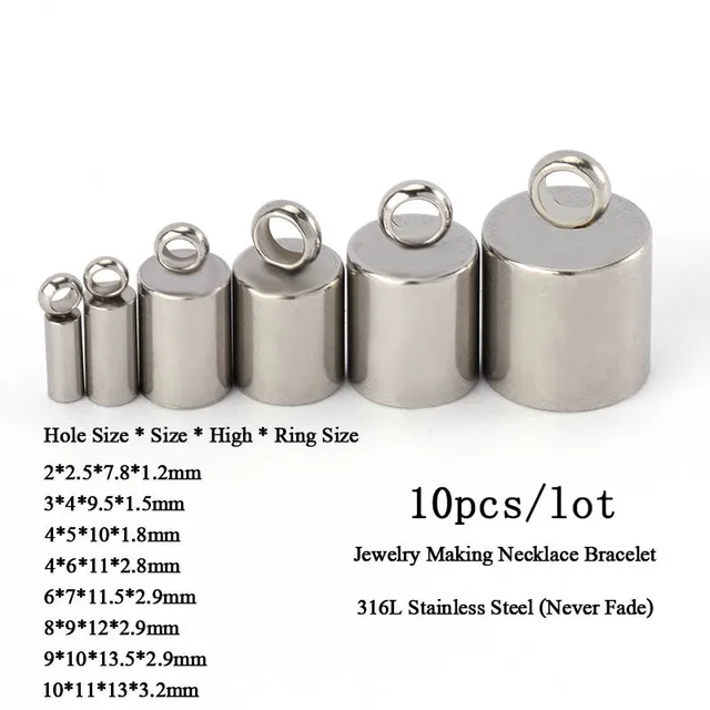 10pcs End Caps Matel 316L Stainless Steel Jewelry End Caps for DIY Bracelet Charms Pendants Jewelry Making Components Wholesale End Caps