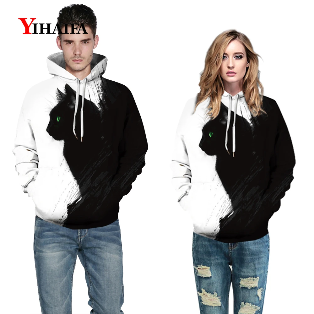 

Casual Sweatshirt 3D Print Animal Cat Streetwear Out Coat Gym Loose Pullover Female Womens Unisex Hoodies