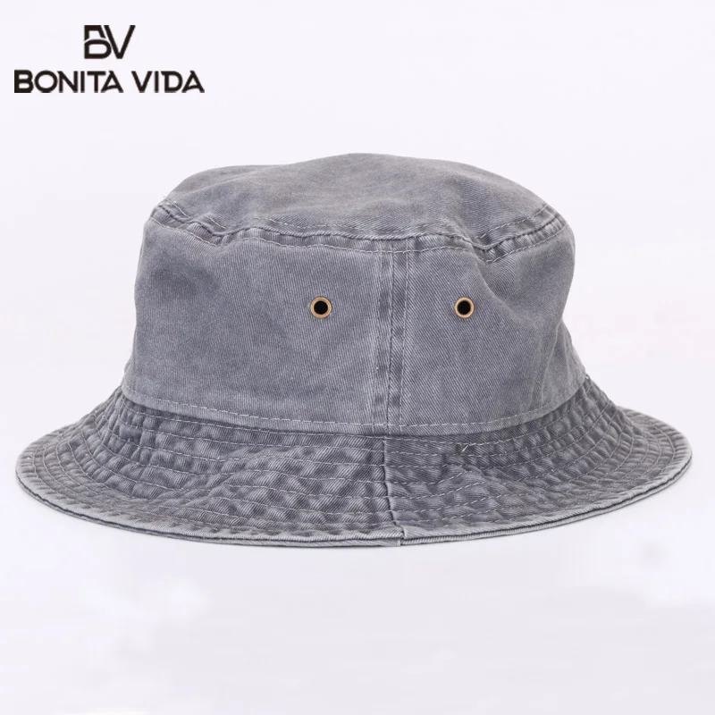Bonita Vida Ретро моющаяся Harajuku Хип-Хоп Мужская шляпа-Панама женская однотонная хлопковая кепка унисекс уличная черная серая темно-синяя