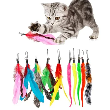 

12Pcs Retractable Feather Pet Toys Interactive Teaser Sticks Craftsmanship Feather Pendant Pet Toy New