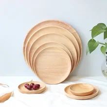 Японский стиль, дерево круглая тарелка фруктовые закуски Чай Лоток Лотки Для Хранения 8 размеров