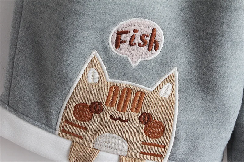 Winter Kawaii Shorts for Teen Girls Cute Cat Embroidered Cartoon Woolen Shorts Women Lamb Cashmere Sweet Loose Boots Shorts Navy