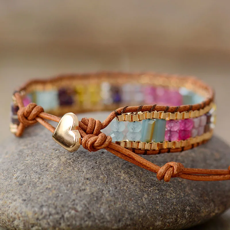 Ethnic Beads Bracelets Semiprecious Stone Rhinestone Chain Wrap Bracelets Bohemian Teengirls Handmade Bracelet Jewelry - Image 3