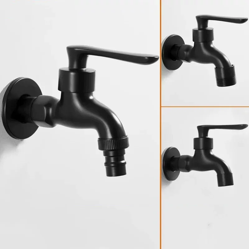 FaucetsBlackBibcockBrassBathroomSingleColdTapWallMounted