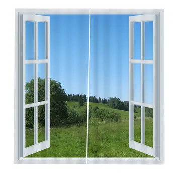 

Green landscape 150*166Curtain Floral Flowers Printing Door Window Curtains Home decor Bedroom Living room