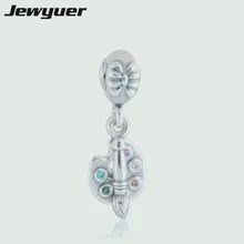 Подходит для европейских браслетов, сделай сам, оценка изготовления, 925 пробы, серебряная модная Палетка и браслет с кистью, подвески для женщин, ювелирные изделия DA062