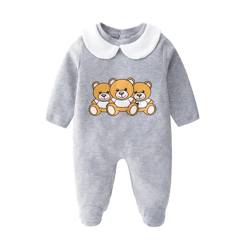 hat bib 3 Одежда для малышей с рисунком медведя из мультфильма детские комбинезоны с длинными рукавами для мальчиков и девочек, детские пижамы, детский комбинезон+ шапочка+ нагрудник, комплект из 3 предметов - Цвет: hat bib 3