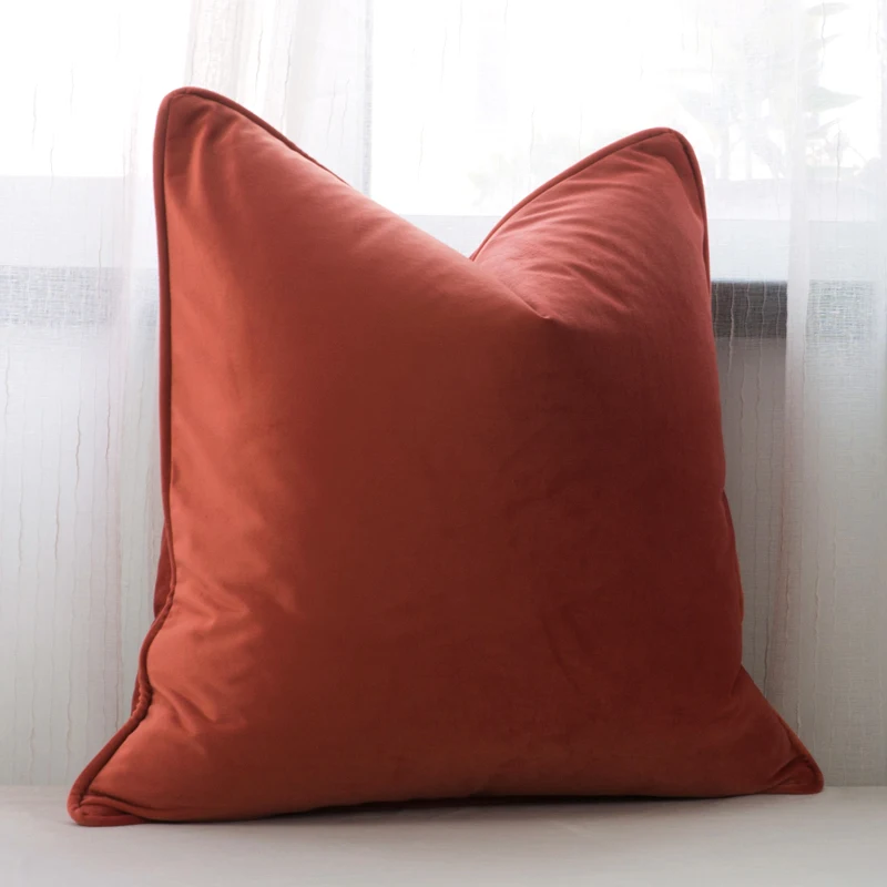 

Soft Velvet Cushion Cover Tangerine Orange Pillow Case Bed Sofa Chair Pillow Cover Piping Design No Balling-up Without Stuffing