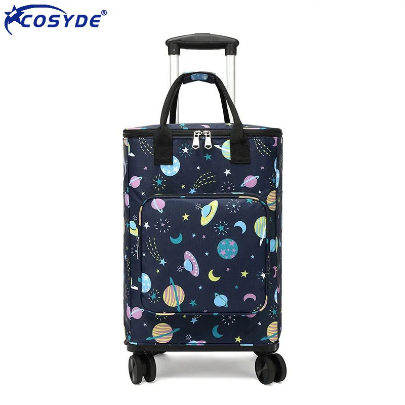 Small Cart Foldable Shopping Bag Waterproof Handbag With Wheels Big Capacity Grocery Rolling Trolley For Women | Багаж и сумки