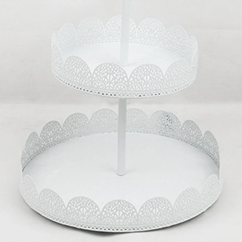 Iron Tray Double Lace White / Snack Tray / Fruit Plate / Cake Rack Iron / Candy Dish