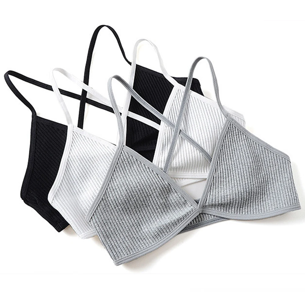 Comfort Cotton Bras For Women Thin French Style Bralette Sexy Deep V Triangle Cup Cross Beauty Back Bra Small size
