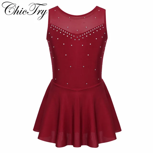 US $8.13 Little Girls Ballet Dance Sleeveless Sparkly Rhinestone Tulle Back Figure Ice Skating Roller Skatin