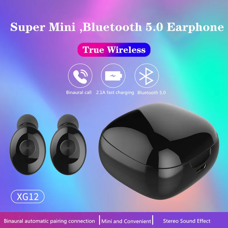 TWS стереонаушники XG12 с поддержкой Bluetooth 5 0 и функцией автосопряжения|Наушники