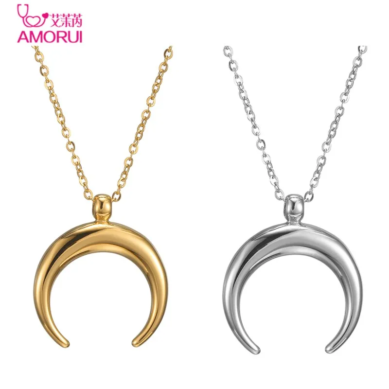 Personalized Curved Crescent Moon Pendant Necklace Stainless Steel Gold Chain Custom Text Necklaces For Women Men Choker Jewelry doremi 5mm cuban chain custom name matte necklace personalized gift jewelry thick chain curved script custom name necklace