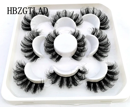 3D 밍크 속눈썹 대량 가짜, 커스텀 박스 포함, 위스피 천연 밍크 속눈썹 팩, 짧은 도매 천연 가짜 속눈썹, 5 쌍, 8-25mm 4