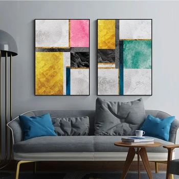 

Abstract Golden Geometric Marble Texture Posters And Prints Canvas Painting Wall pictures For Living Room Nordic Decoration Home