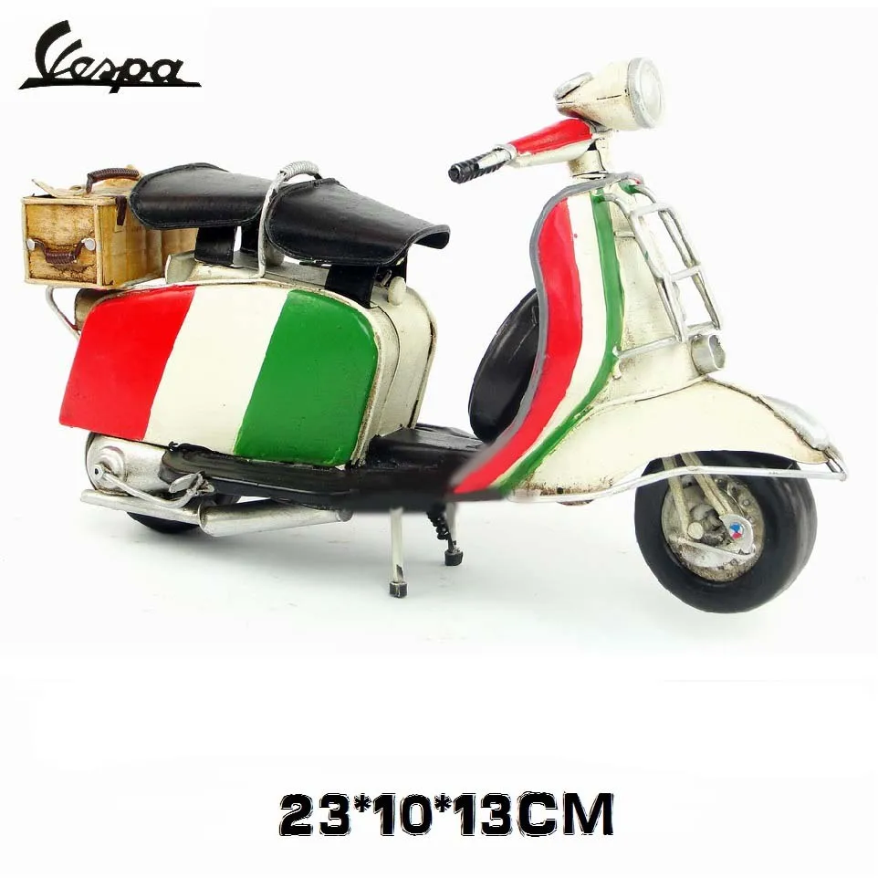 Vespa мини металлический мотоцикл модель ручной работы Красная клетка винтажная