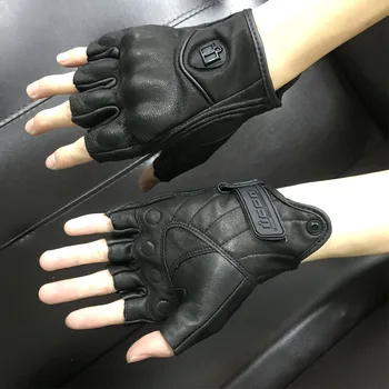 

Motorcycle half finger gloves leather breathable hard fingerless off-road motorcycle gloves riding half finger protection
