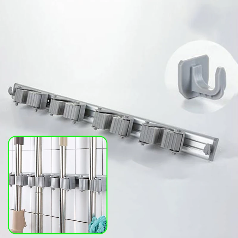 

Garage 4-Hooks Multi-Functional Clip Wall Mop Broom Holder Organizers Home Storage And Organization Housekeeper