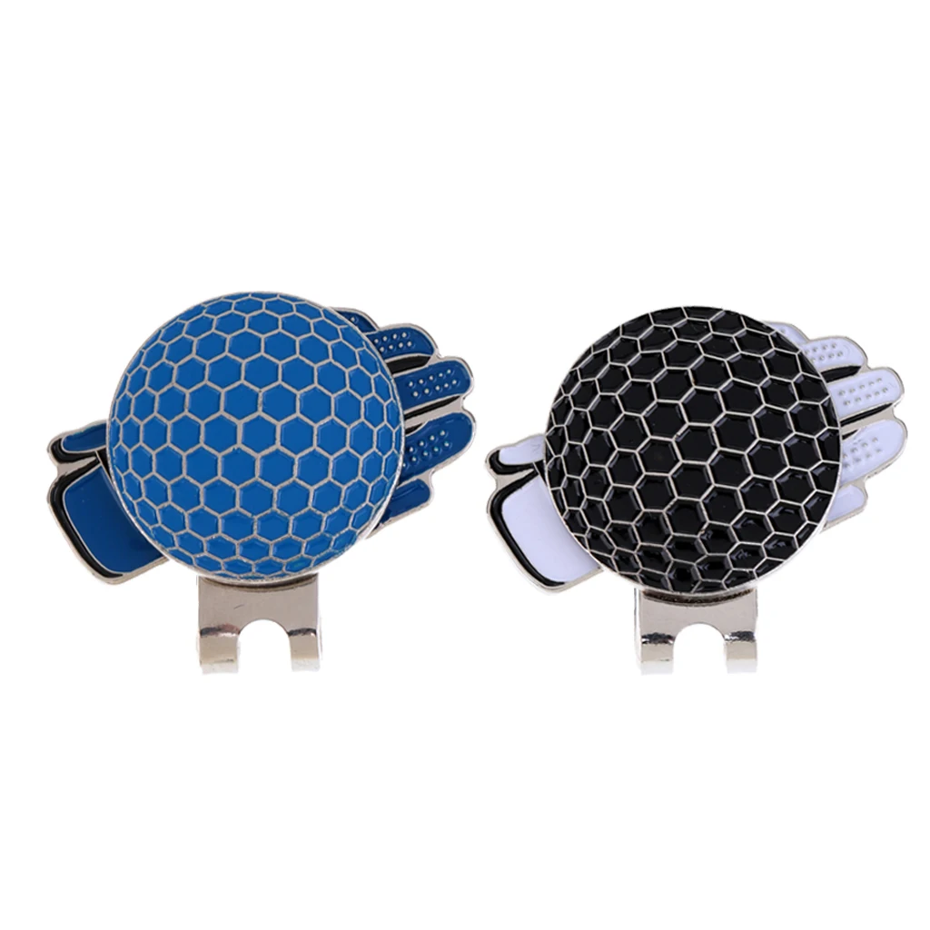 2 Pcs Novelty Golf Hat Clip W/  Ball Marker Great Gift - Blue+Black
