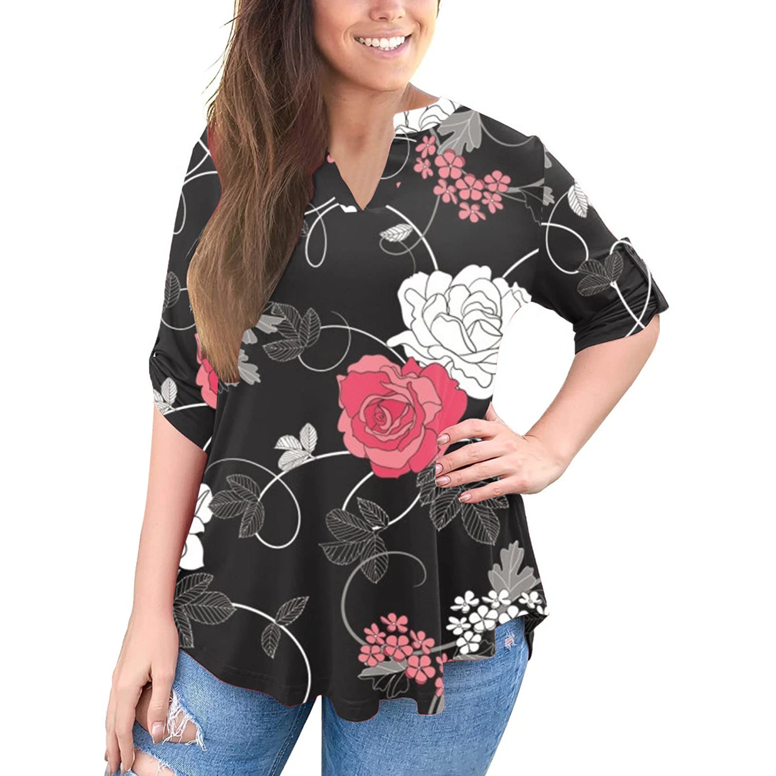 Blusa Elegante Con Estampado Floral Para Mujer Camisas De Es 