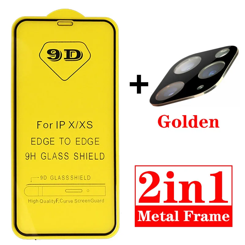 Black Gold 2 в 1, защитная пленка для экрана, полное Защитное стекло для iPhone 11 Pro Max, задняя пленка для объектива камеры, металлическое закаленное стекло для iPhone 11 Pro - Цвет: Black Gold