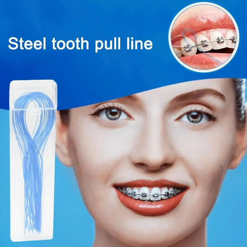 Цветной случайный стоматологический для ротовой полости нить Threader flossing игла игрушка износ свинцовые обручи для коррекции через свинцовые подтяжки стальная зубная тяга