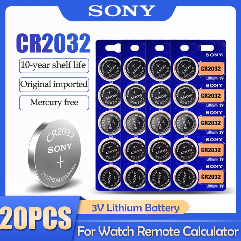 20 шт. SONY CR2032 CR 2032 DL2032 ECR2032 BR2032 3 В литиевая батарея для часов игрушечный калькулятор автомобильный пульт дистанционного управления кнопочная Монетка 20 шт. SONY CR2032 CR 2032 DL2032 ECR2032 BR2032 3 В литиевая батарея для часов игрушечный калькулятор автомобильный пульт дистанционного управления кнопочная Монетка