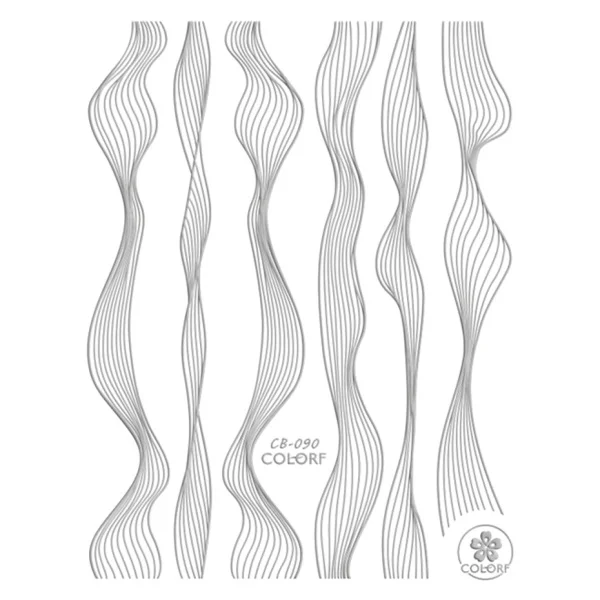 CB090 Silver 3D золотые металлические в полоску наклейки для ногтей Переводные изогнутые полосы ленты Фольга Дизайн ногтей блестящие наклейки своими руками трафареты для маникюра LEBP/CB - Цвет: CB090 Silver