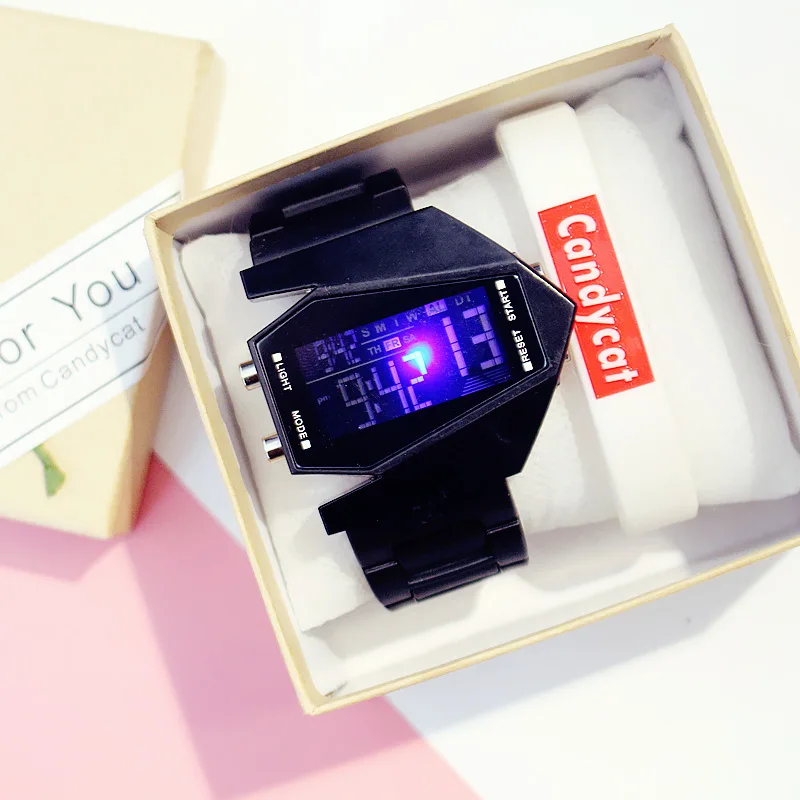Детские часы браслет светодиодный цифровые спортивные наручные часы для детей, мальчиков, для девочек; новинка электронные часы Relogio feminino Reloj Infantil Montre Enfant - Цвет: Черный