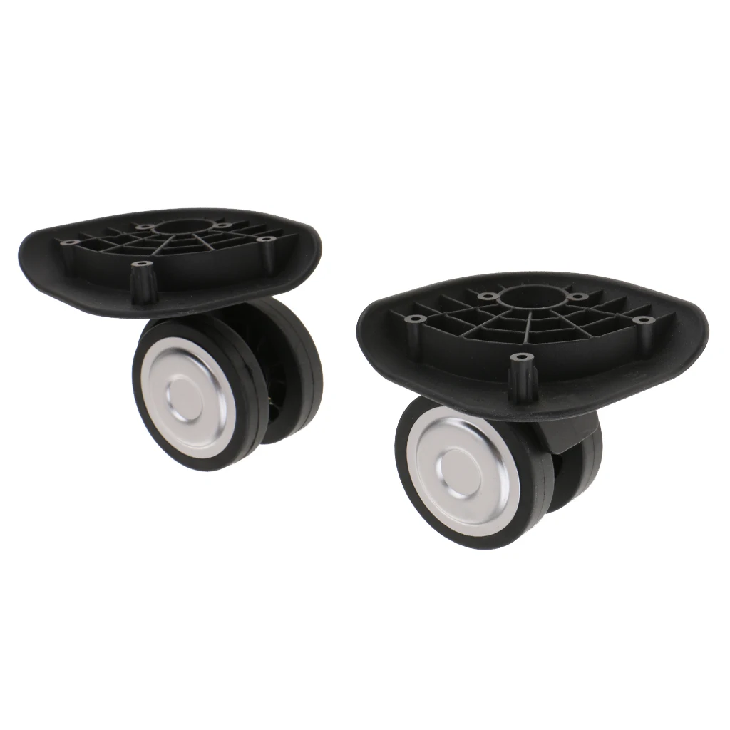2 Packs Plastic Left & Right Luggage Suitcase Wheels Swivel Universal Casters Replacement Part (Dual Roller ) YJ-2016 Black