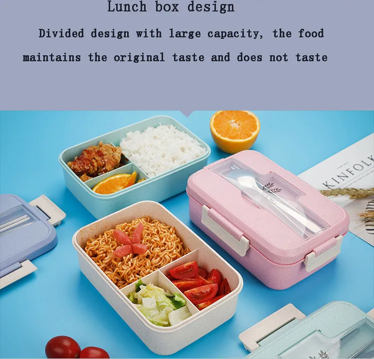 Ланч-бокс из пшеничной соломы столовая посуда контейнер для хранения еды Детский Школьный для детей офисный Портативный Bento box