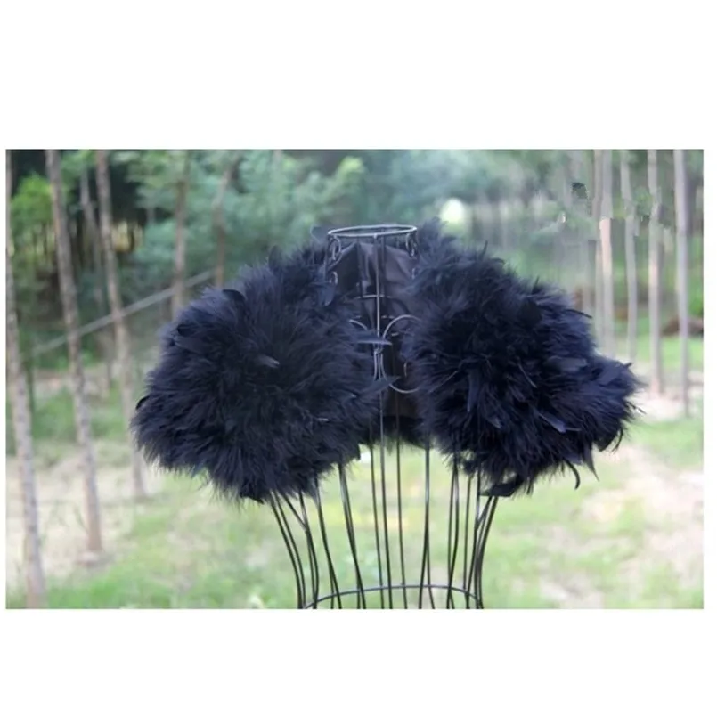 Women Wedding Fur Shrug Real Ostrich Feather Cape Shawl Stole Poncho For Bride S89