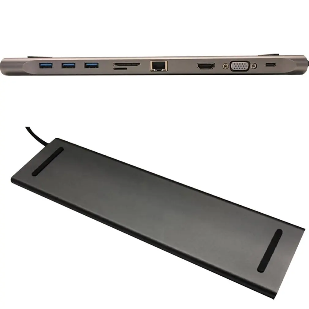 Lenovo Thinkpad Usb-C легкий выделяющийся док-конвертер Usb3.0 Hd 4K Hdmi Vga lenovo Thinkplus Usb-C ультратонкий док-станция - Цвет: Черный