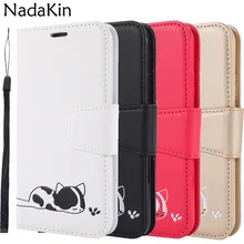 Роскошная Кожаная Обложка для книги чехол для samsung Galaxy S10e S10 S9 J4 J6 Note 10 Plus Sleepy Cat флип-чехол с слотами для карт