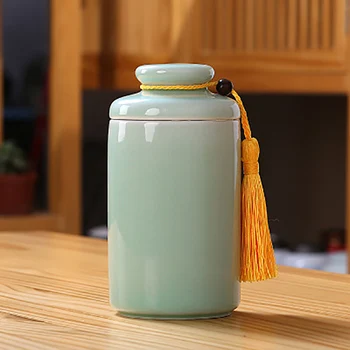 

Mini ceramic Storage Box Small Coffee Tea Caddy Storage Jar circular Sealed Tea Leaves Packing Box Chinese Style Container Cans