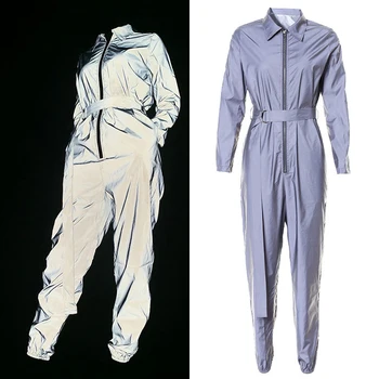 

Nightclub Bar Performance Clothing Reflective Casual Long-Sleeved Jumpsuit Men And Women Hip-Hop Jazz Dance Clothing DWY3653