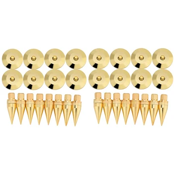 

16 Pairs 6 x 36mm Copper Speaker Spike Isolation Stand + Base Pad Feet Mat Speaker Isolation Speaker Isolation Pads