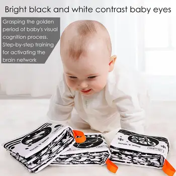 

3PCS Baby Cloth Books Black White Soft Cloth Development Books Cartoon Animal Infant Early Learning Educational Toys