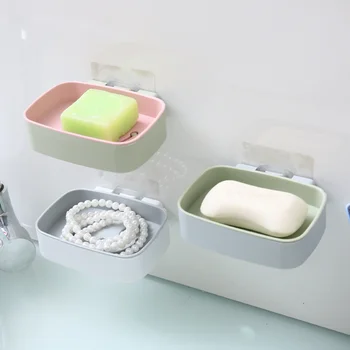 

Bathroom Plastic Bamboo Soap Box Holder Dish Portable Toilet Shower Tray Draining Rack Storage Plate Tray Case Gadgets Container